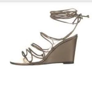 Tamara Mellon Allegra metallic Napa bronze tie up sandal never worn